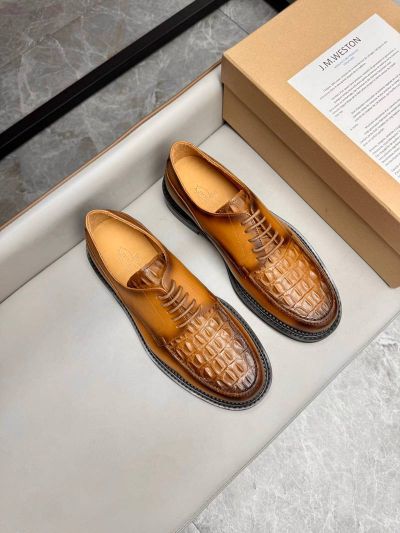 J.M.WESTON Brown calfskin Leather Shoes-J.M.WESTON Man Business Leather Shoes